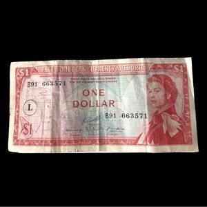 👛 (ANY 2/$20) EAST CARIBBEAN CURRENCY AUTHORITY Collector One Dollar Bill